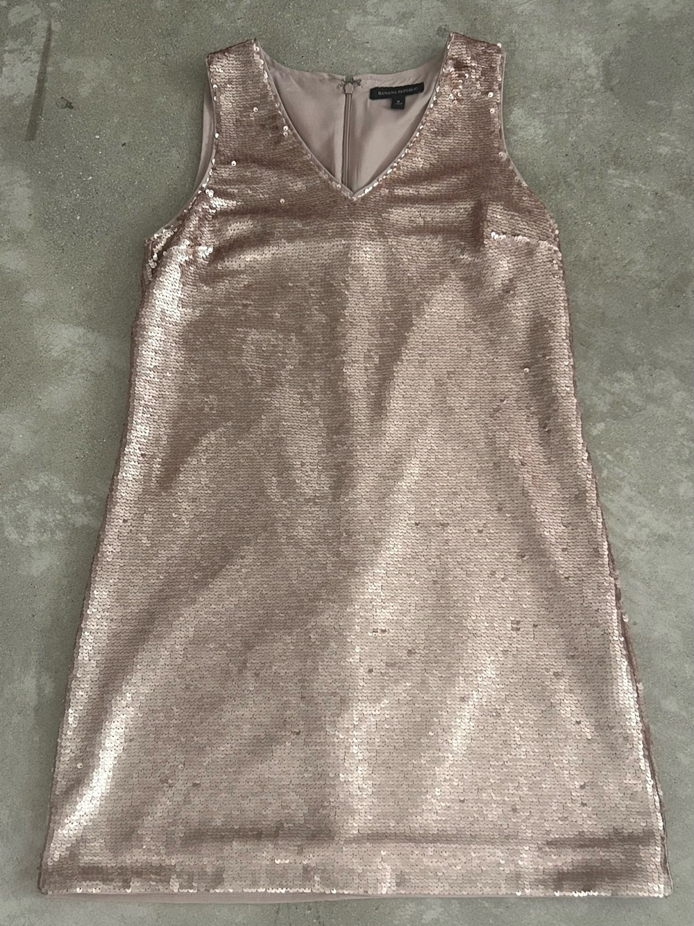 Banana Republic Rose Gold Sequin V-Neck Mini Dress